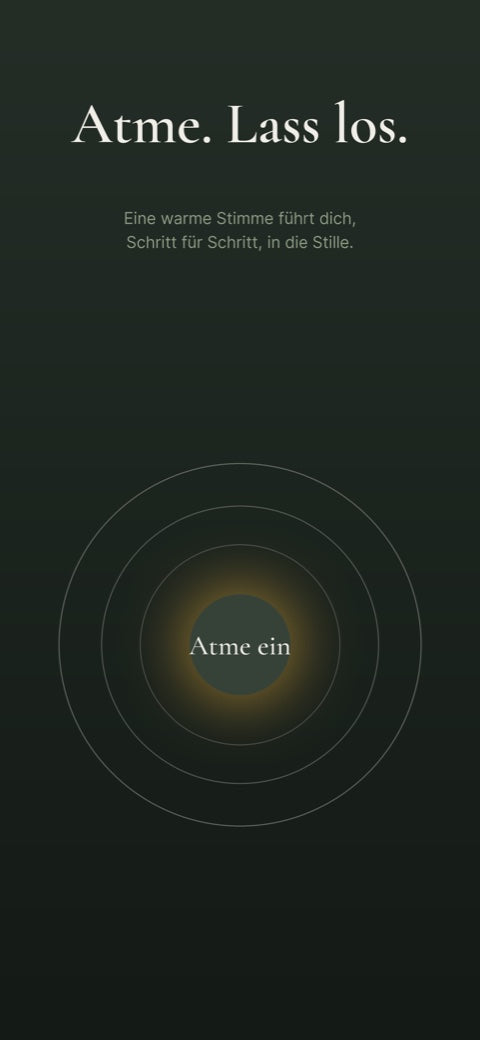 App-Bildschirm: eine ruhige Stimme führt dich durch die Sitzung